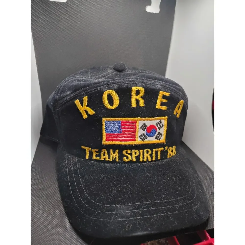 RARE Vintage Korea Team Spirit 88 Joint Military Exercise Snapback Hat Cap Black